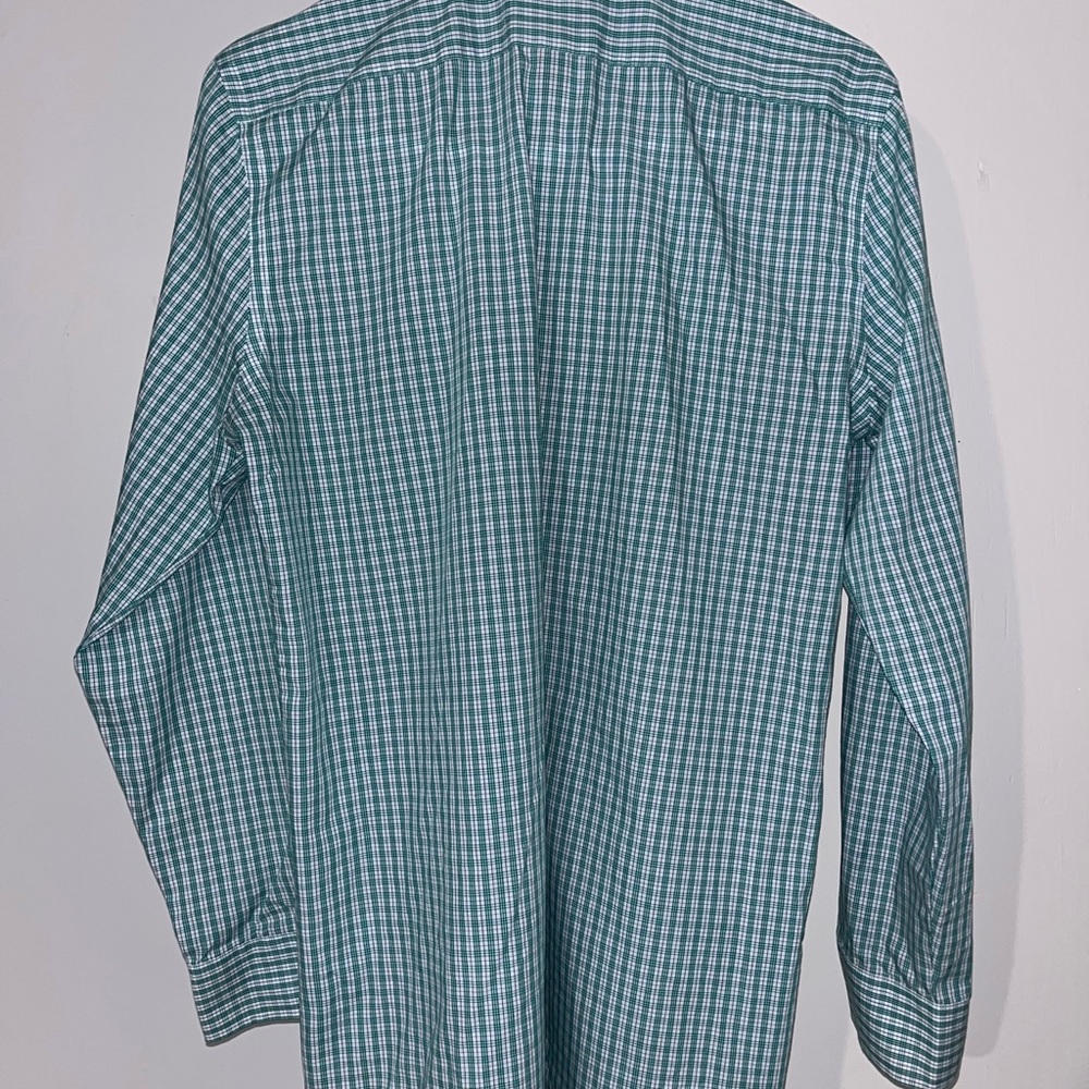 Stafford Green and White Plaid Dress Shirt 14 1/2 fitted - Picture 3 of 3